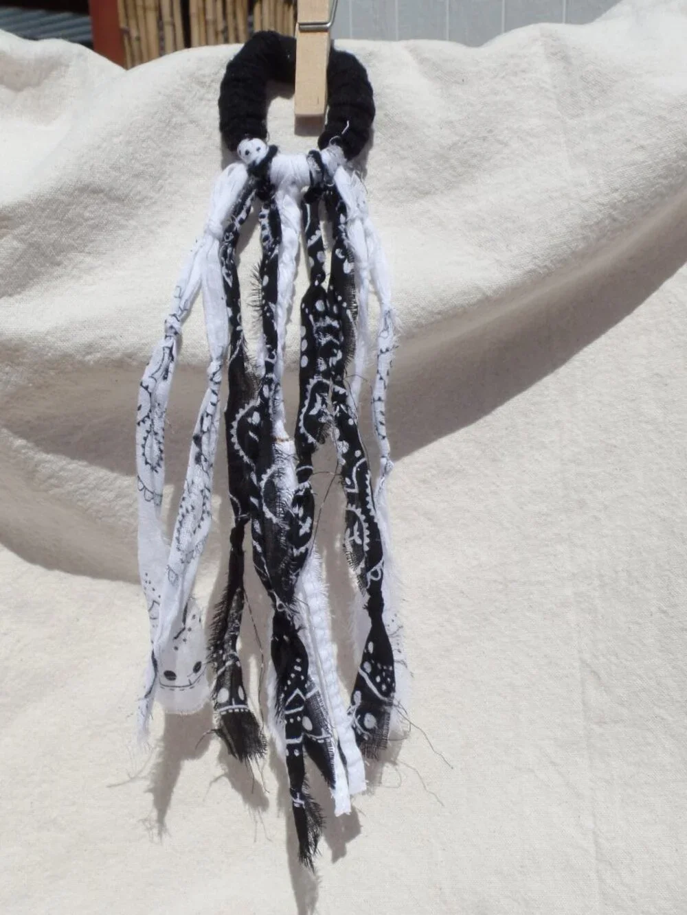 Hand Crafted Hair Tie Swag (1) BLACK & WHITE